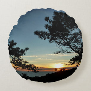 Torrey Pine Sunset III California Landscape Round Cushion