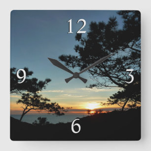Torrey Pine Sunset III California Landscape Square Wall Clock