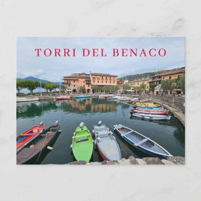 Torri del Benaco harbor view postcard (Front)
