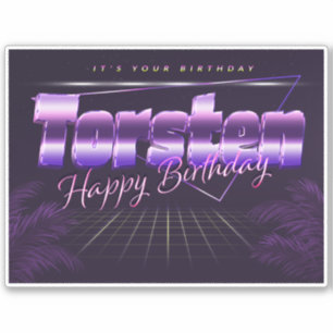 Torsten Name Vorname lila retro Sticker Geburtstag