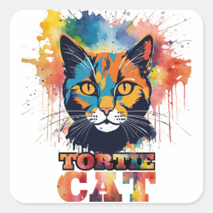 Tortie Cat  Square Sticker