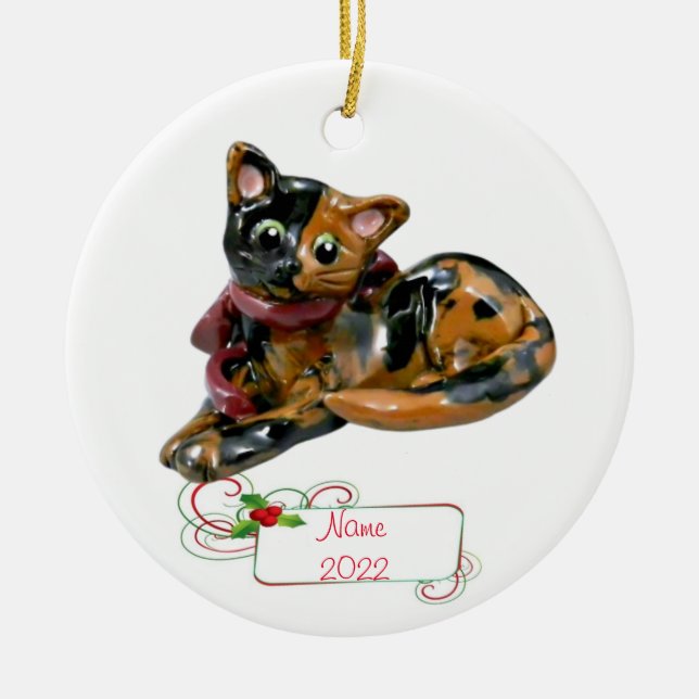 Tortie Cat Tortoiseshell Ornament (Front)