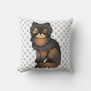 Tortie Point Persian Cute Cartoon Cat & Paws Cushion