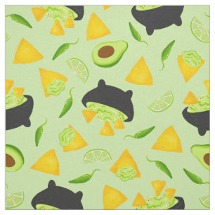Tortilla Chips and Guacamole Pattern Fabric
