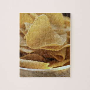 Tortilla chips in wooden bowl jigsaw puzzle