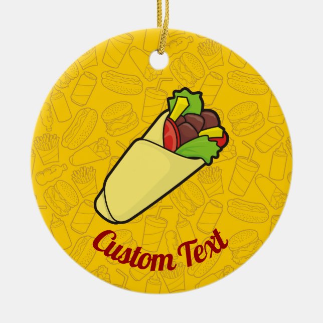Tortilla Sandwich Wrap Ceramic Ornament (Front)