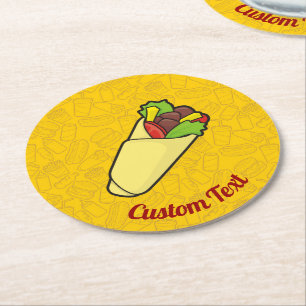 Tortilla Sandwich Wrap Round Paper Coaster