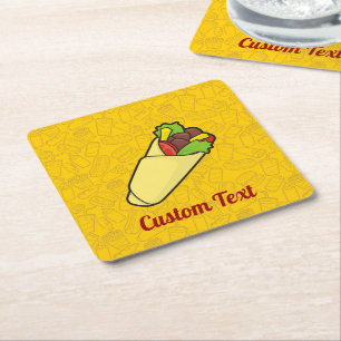 Tortilla Sandwich Wrap Square Paper Coaster