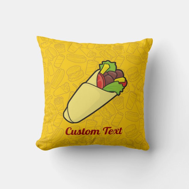 Tortilla Sandwich Wrap Throw Pillow (Front)