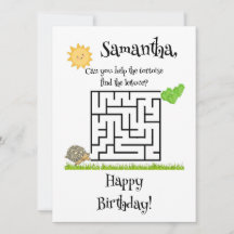 Tortoise and lettuce, birthday maze cards