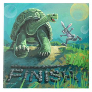 Tortoise and the Hare Art Ceramic Tile