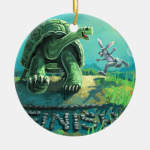 Tortoise and the Hare Art Ceramic Tree Decoration