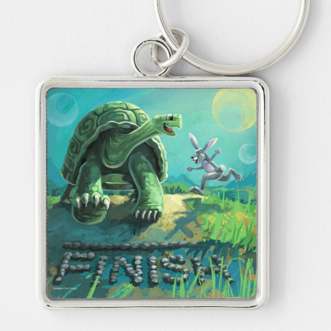 Tortoise and the Hare Art Key Ring (Front)
