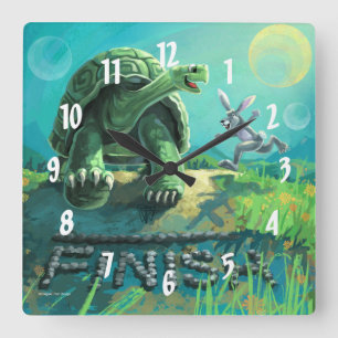 Tortoise and the Hare Art Square Wall Clock