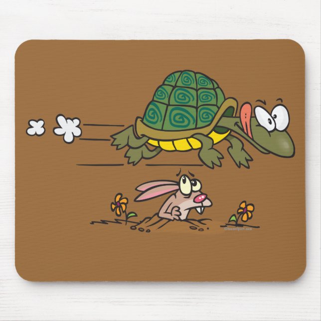tortoise and the hare funny fable cartoon mouse pad (Front)