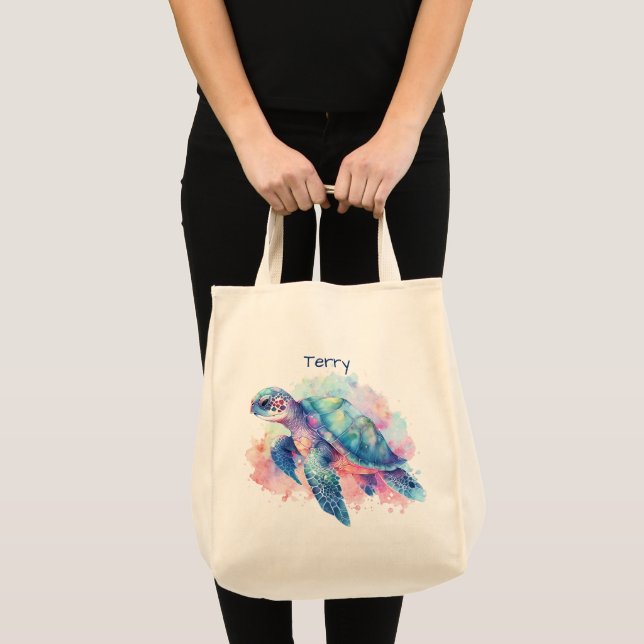 Tortoise and Whale Personalised Tote Bag (Front (Product))