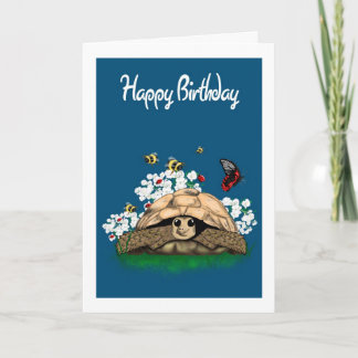 Tortoise Art Birthday Card - Add own greeting