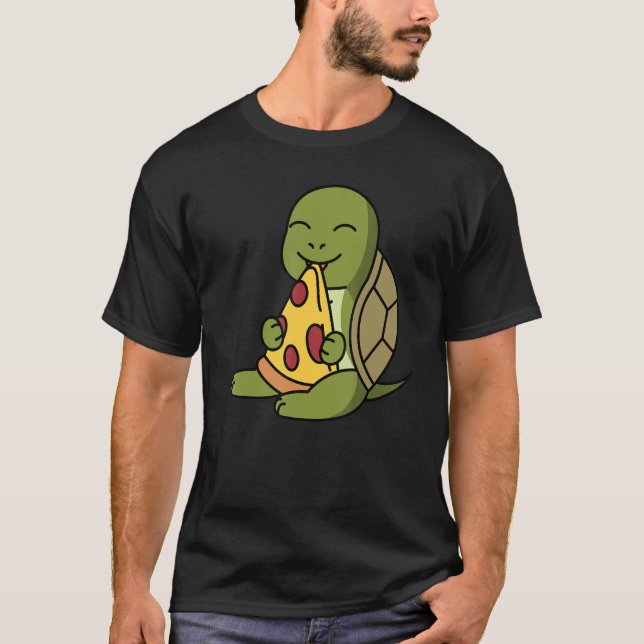 Tortoise Eating Pizza Pet T-Shirt (Front)