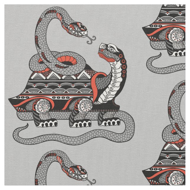Tortoise entwined together with a snake fabric (Close Up)