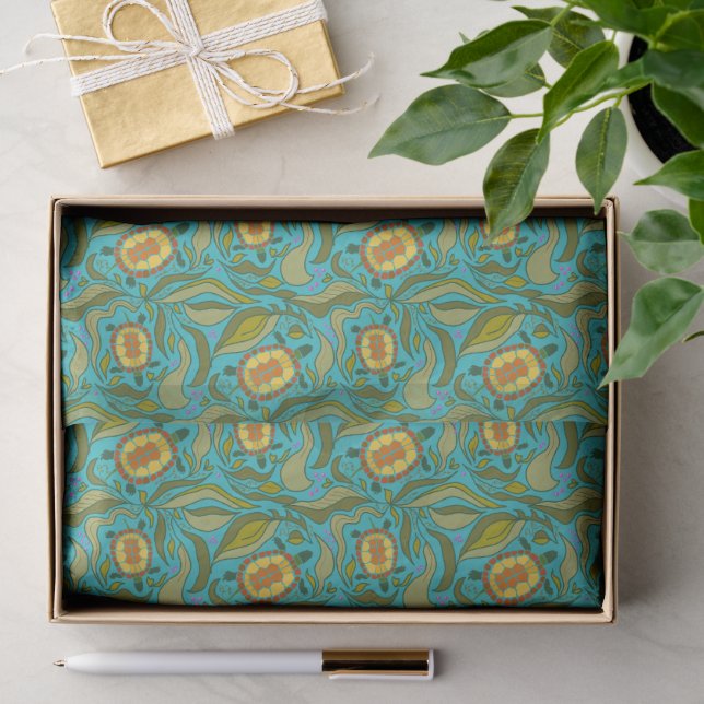 Tortoise Illustration Seamless Pattern Decoupage Tissue Paper (Gift)