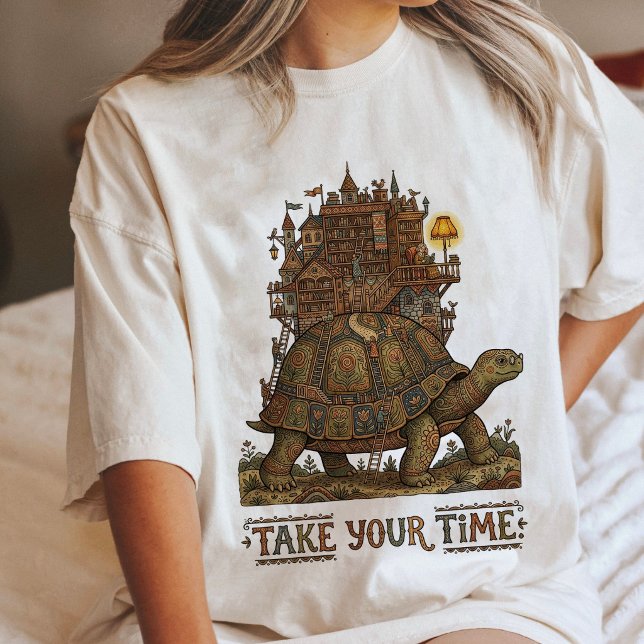 Tortoise Library Castle Take Your Time Art Tri-Blend Shirt (Creator Uploaded)