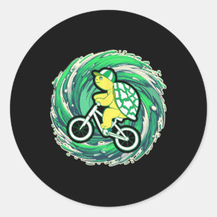 Tortoise Mountain Biking Cycling Bicycle Riding Tu Classic Round Sticker