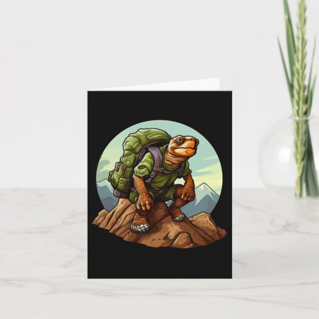 Tortoise Mountaineering Hiking Turtles  Card (Front)