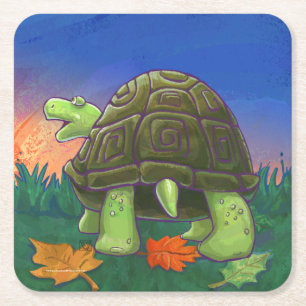 Tortoise Party Centre Square Paper Coaster
