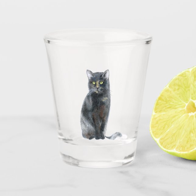 Tortoise Shell Kitty Cat Shot Glass (Front)