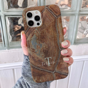 Tortoise Shell Pattern Animal Print Case/ Monogram iPhone 15 Pro Max Case