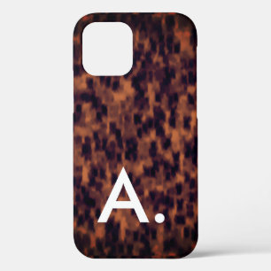 Tortoise Shell Pattern Animal Print Custom Initial iPhone 12 Case
