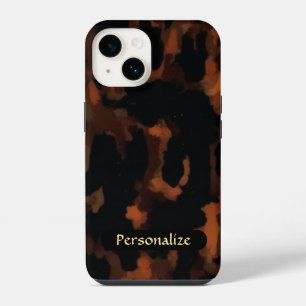 Tortoise Shell Pattern Brown Black Elegant Chic iPhone 14 Case