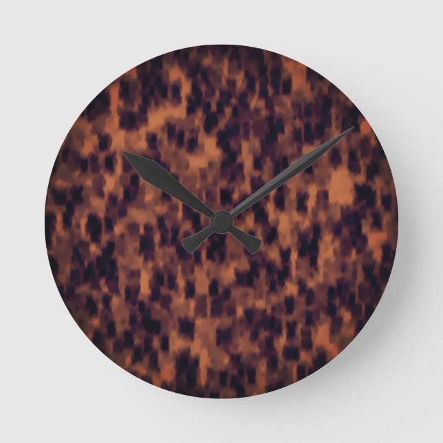 Tortoise Shell Print Pattern Decorative Home Decor Round Clock (Front)