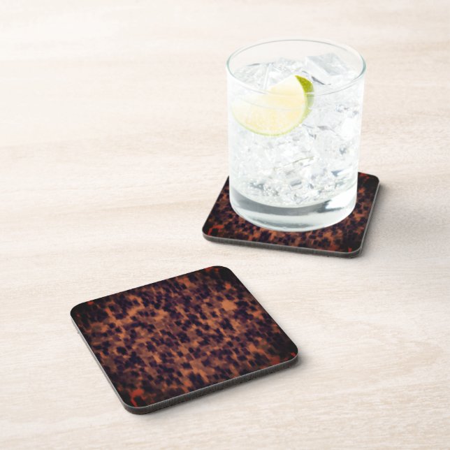 Tortoise Shell Print Pattern Decorative Kitchen Coaster (Right Side)