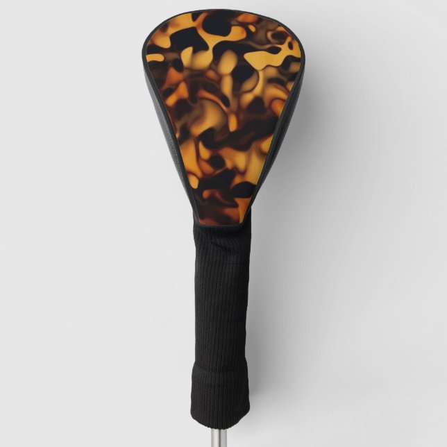 Tortoise Shell Turtle Shell Pattern Amber Brown Golf Head Cover (Front)