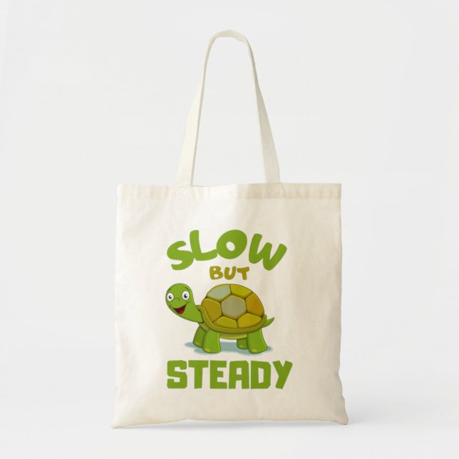 tortoise slow but steady tote bag (Front)
