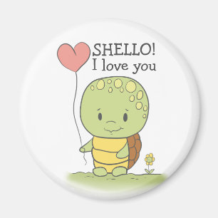 Tortoise With A Heart Balloon Shello I Love You Magnet