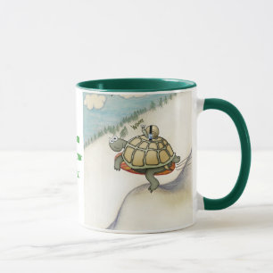 Tortoise with snail in safetybelt mug