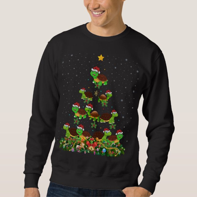 Tortoise Xmas Tree Gift Santa Hat Tortoise Christm Sweatshirt (Front)