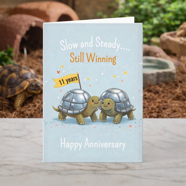 Tortoises anniversary Turtle 11th wedding Card (Creator Uploaded)