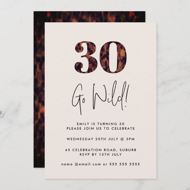Tortoiseshell 30th Birthday Invitation (Front/Back)