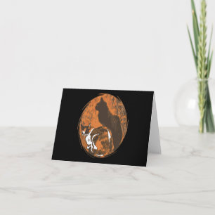 Tortoiseshell-and-White Feline and Black-Coloured Card