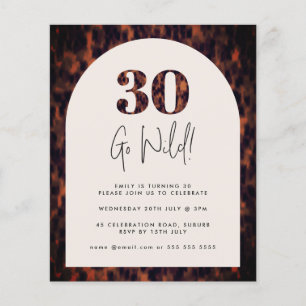 Tortoiseshell Arch Wild 30 Birthday Budget Invite
