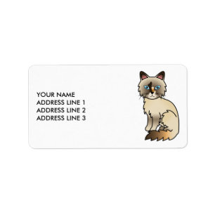 Tortoiseshell Birman / Ragdoll Cat & Custom Text Label