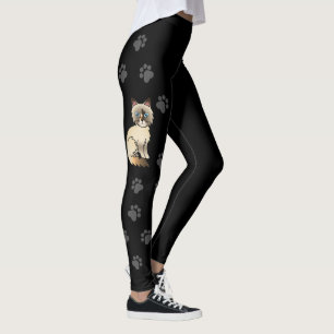 Tortoiseshell Birman / Ragdoll Cat & Paws Black Leggings