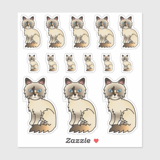 Tortoiseshell Birman / Ragdoll Cute Cartoon Cats (Sheet)