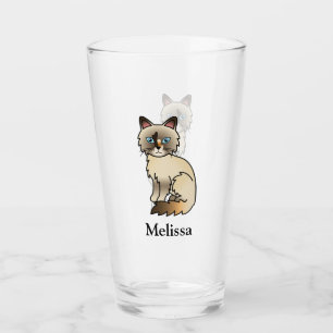Tortoiseshell Birman / Ragdoll Cute Cat & Name Glass