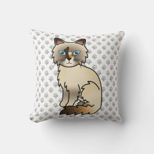 Tortoiseshell Birman / Ragdoll Cute Cat & Paws Cushion
