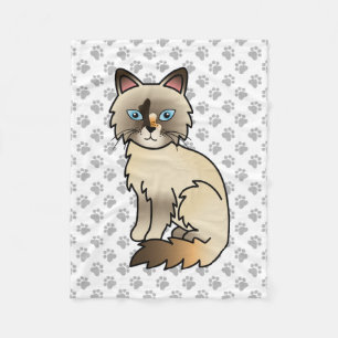 Tortoiseshell Birman / Ragdoll Cute Cat & Paws Fleece Blanket