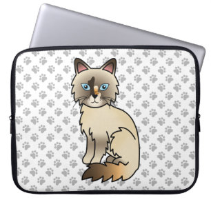 Tortoiseshell Birman / Ragdoll Cute Cat & Paws Laptop Sleeve